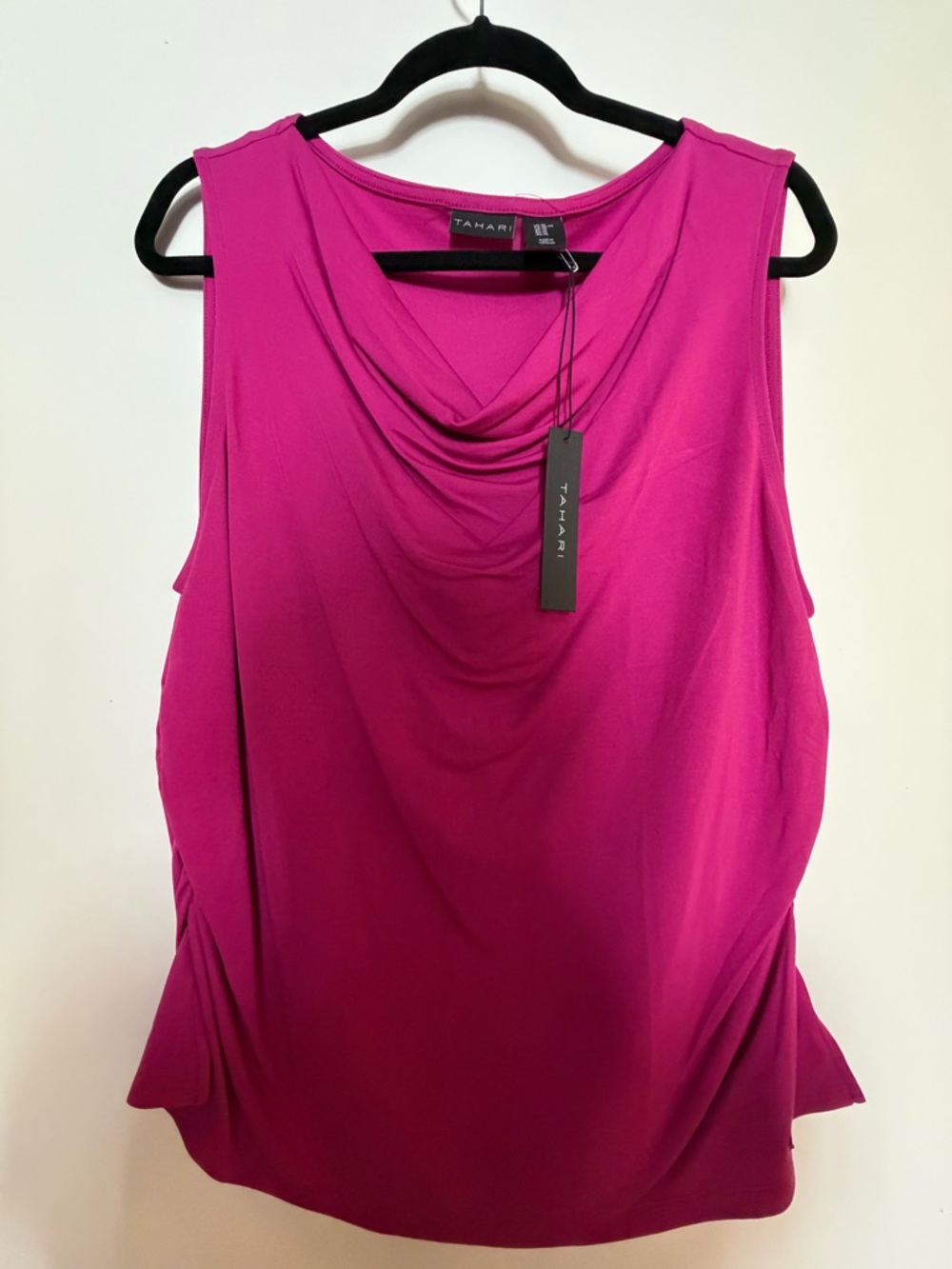 Tahari Draped Neck Sleeveless Top - Fuchsia Pink